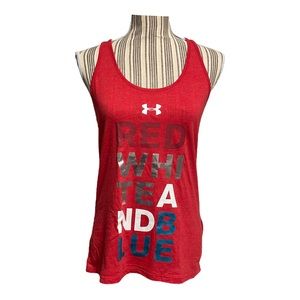 Under Armour | red tank top razor back medium charged cotton ‘red, white & blue’